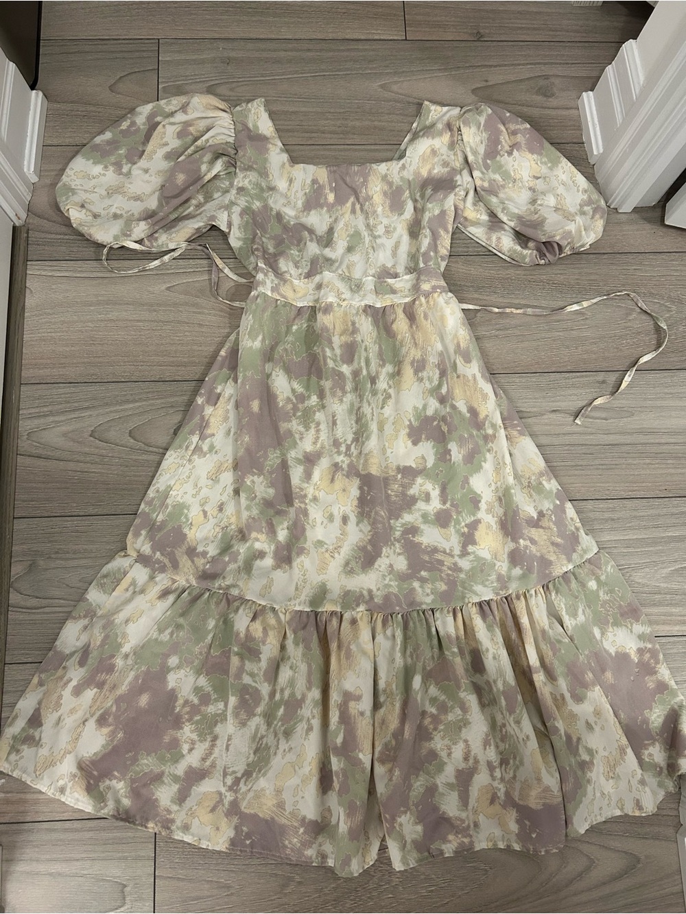 Floral Square-Neck Maxi Dress in Sage & Mauve - Picture 2 of 8